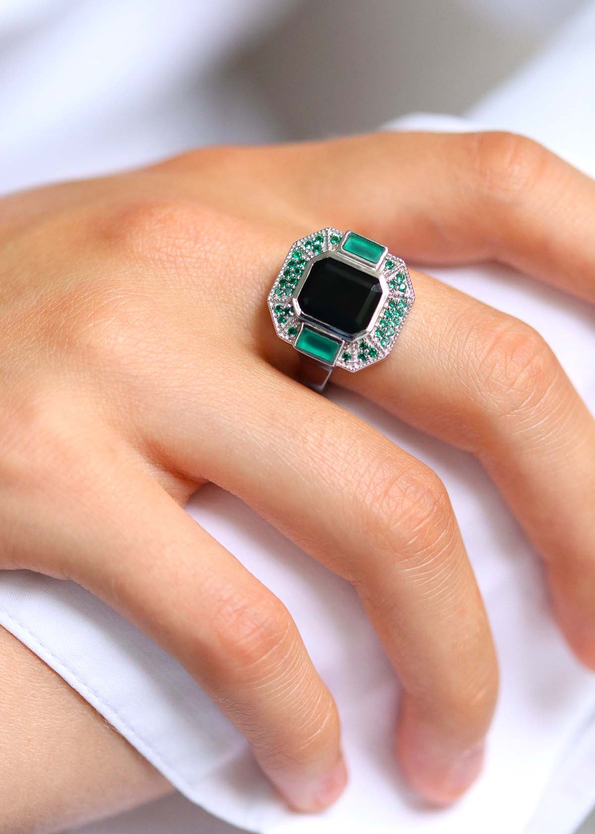 bague art deco onyx