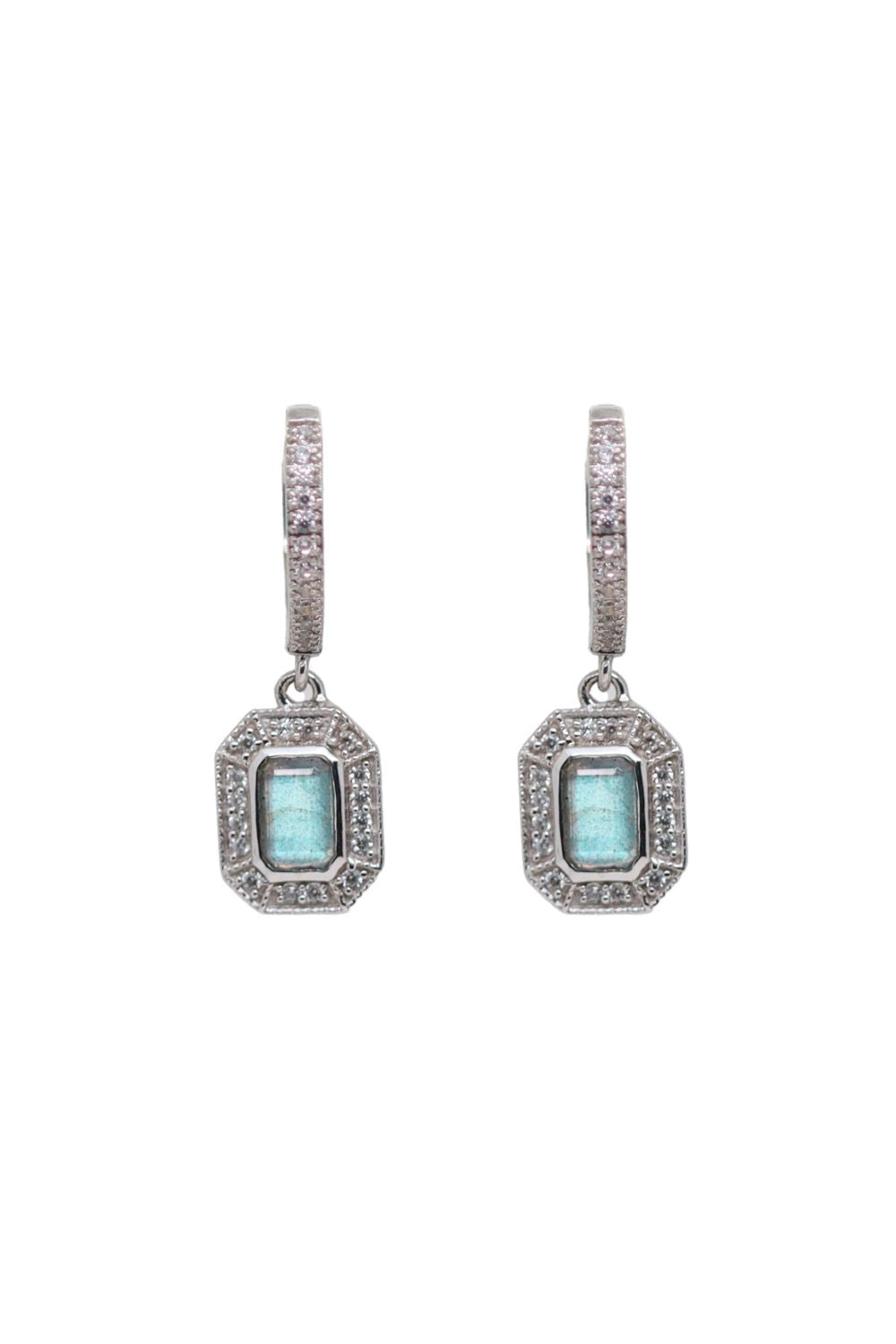 Boucles d'oreilles art déco en argent et labradorite
