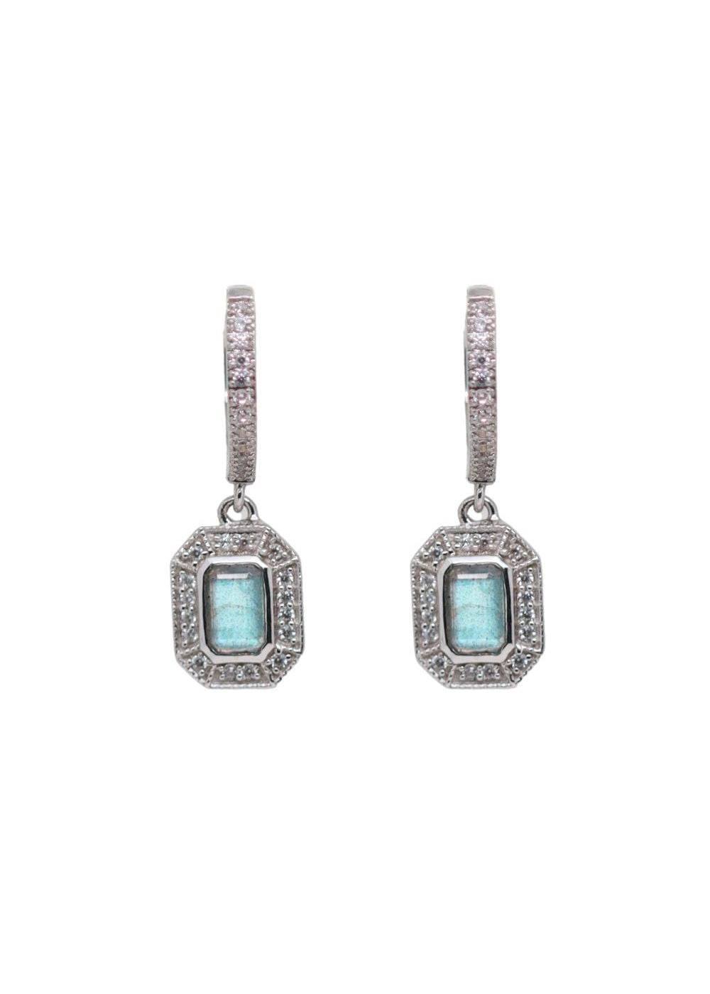 Boucles d'oreilles art déco en argent et labradorite