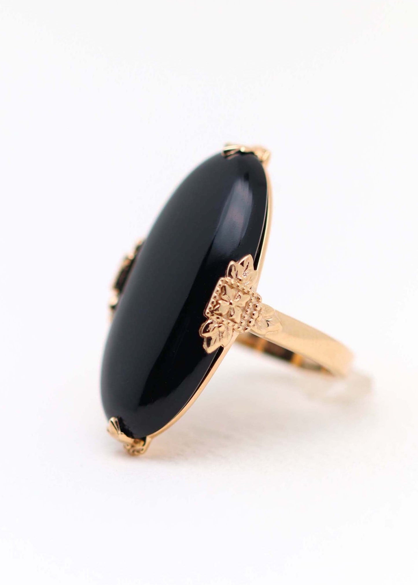 Bague ovale art déco onyx