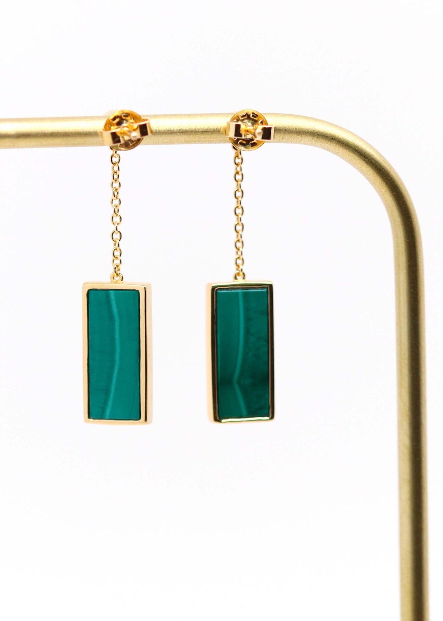Boucles d'oreilles plaqué or malachite
