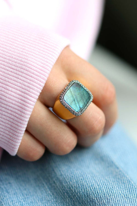 Bague Séraphine plaqué or Labradorite