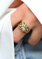 bague serpent plaqué or et labradorite