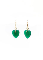 boucles d'oreilles coeur en onyx vert