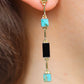 Boucles d'oreilles longues turquoise et onyx noir