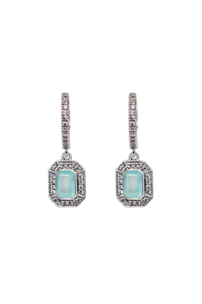 Boucles d'oreilles art déco en argent et calcédoine d'eau
