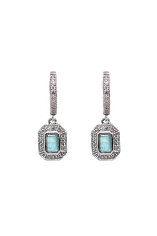 Boucles d'oreilles art déco en argent et labradorite