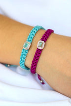 Bracelet tressé avec élément en argent de style art déco orné de labradorite