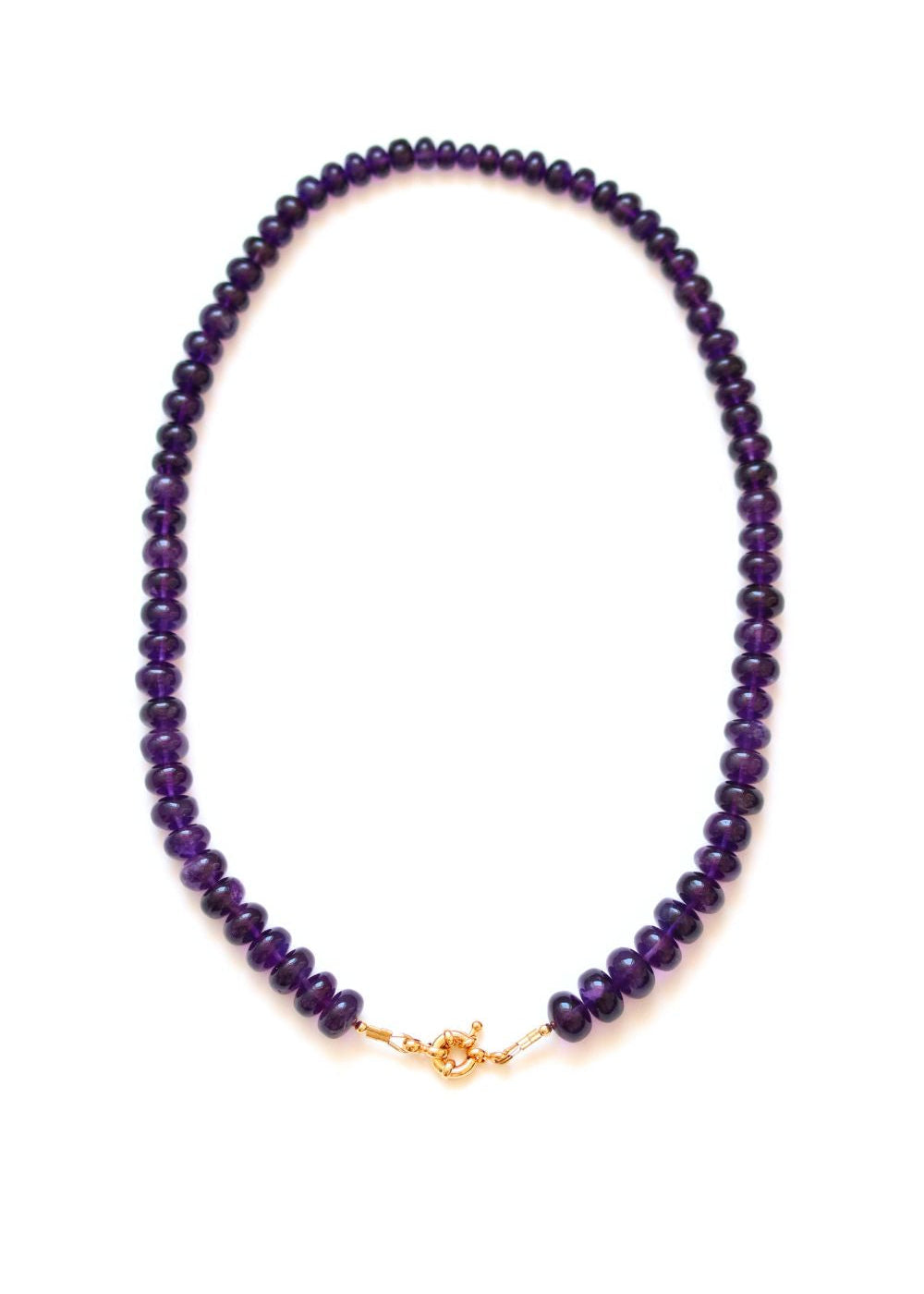 collier en améthyste avec un fermoir bouée pour accrocher un pendentif