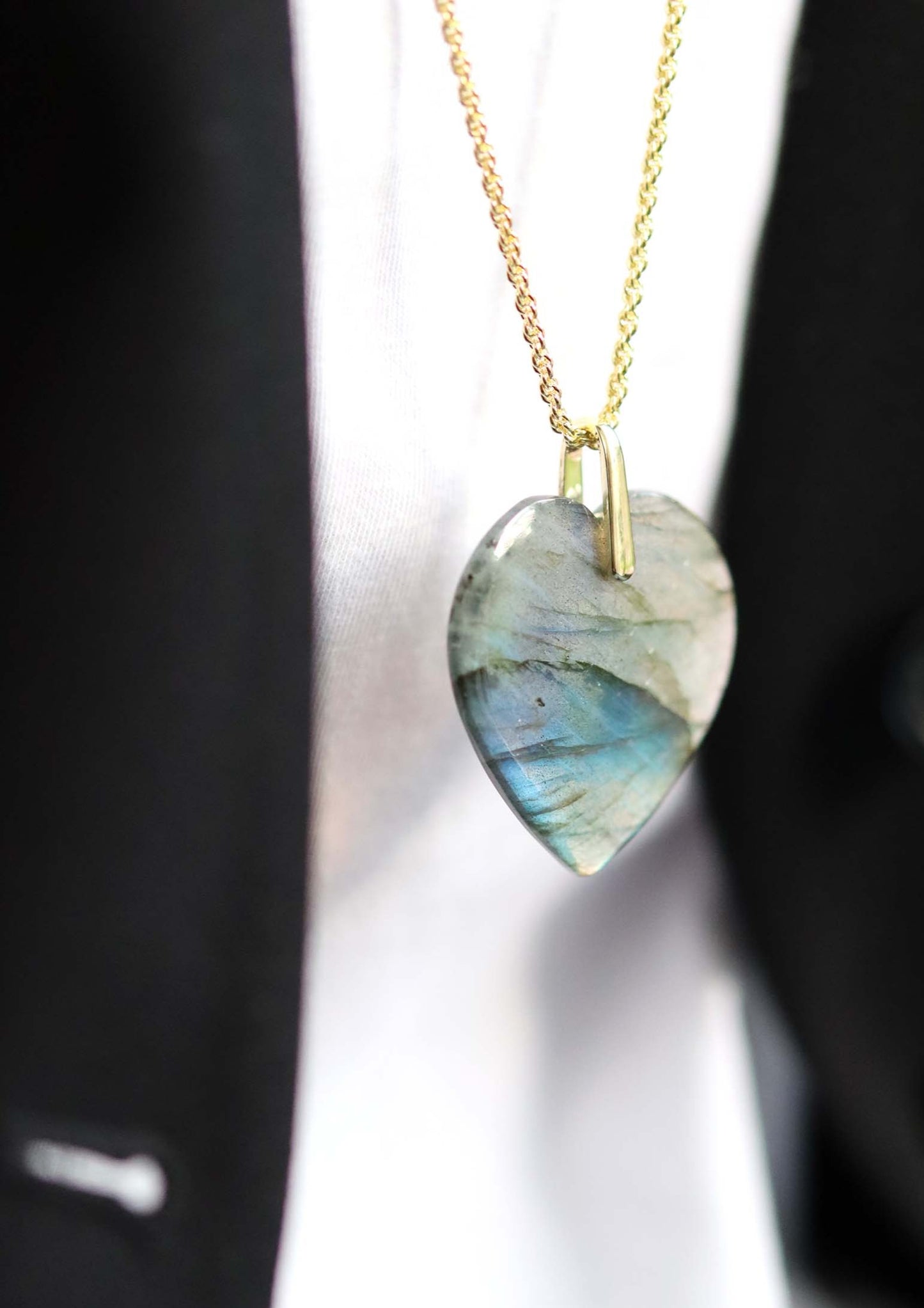 Collier coeur labradorite