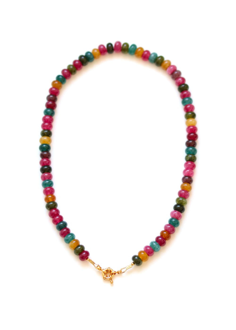 collier en quartz multicolore avec un fermoir bouée pour accrocher un pendentif