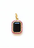 pendentif art deco en onyx noir et zircons fuchsia