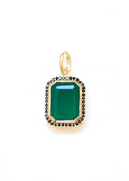 pendentif art deco en onyx vert et zircons bleu nuit