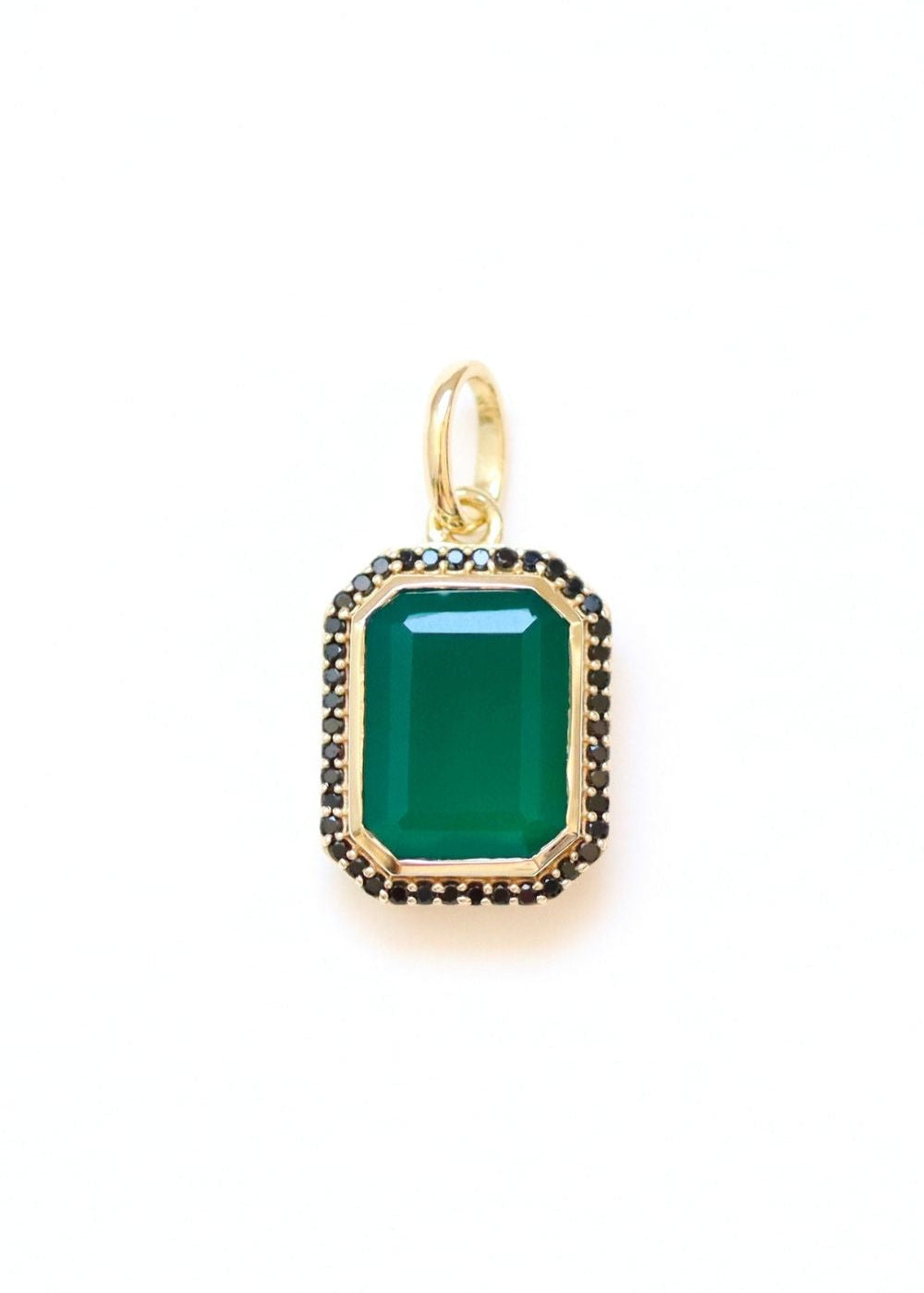 pendentif art deco en onyx vert et zircons bleu nuit