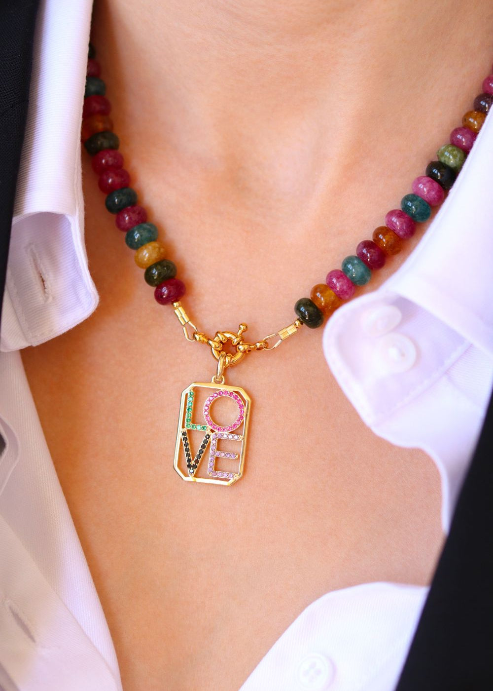 pendentif love multicolore