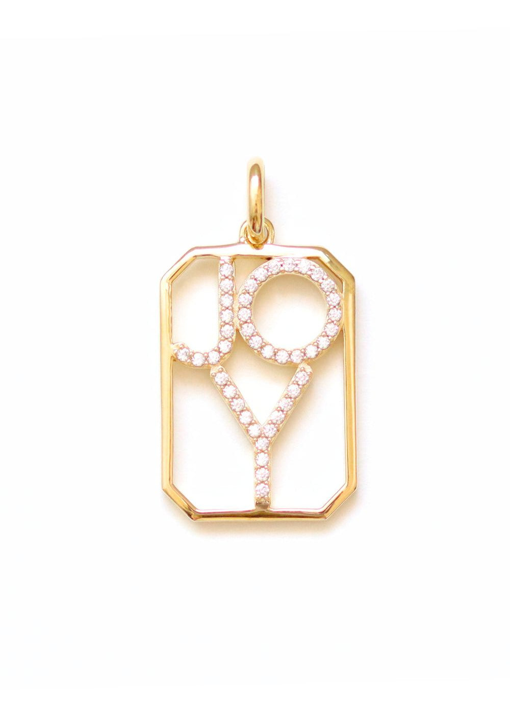 pendentif octogonale avec le mot Joy ajouré