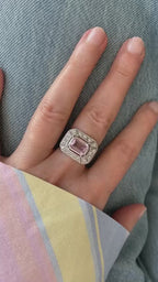 Art Deco Angéline Silver and Pink Quartz ring