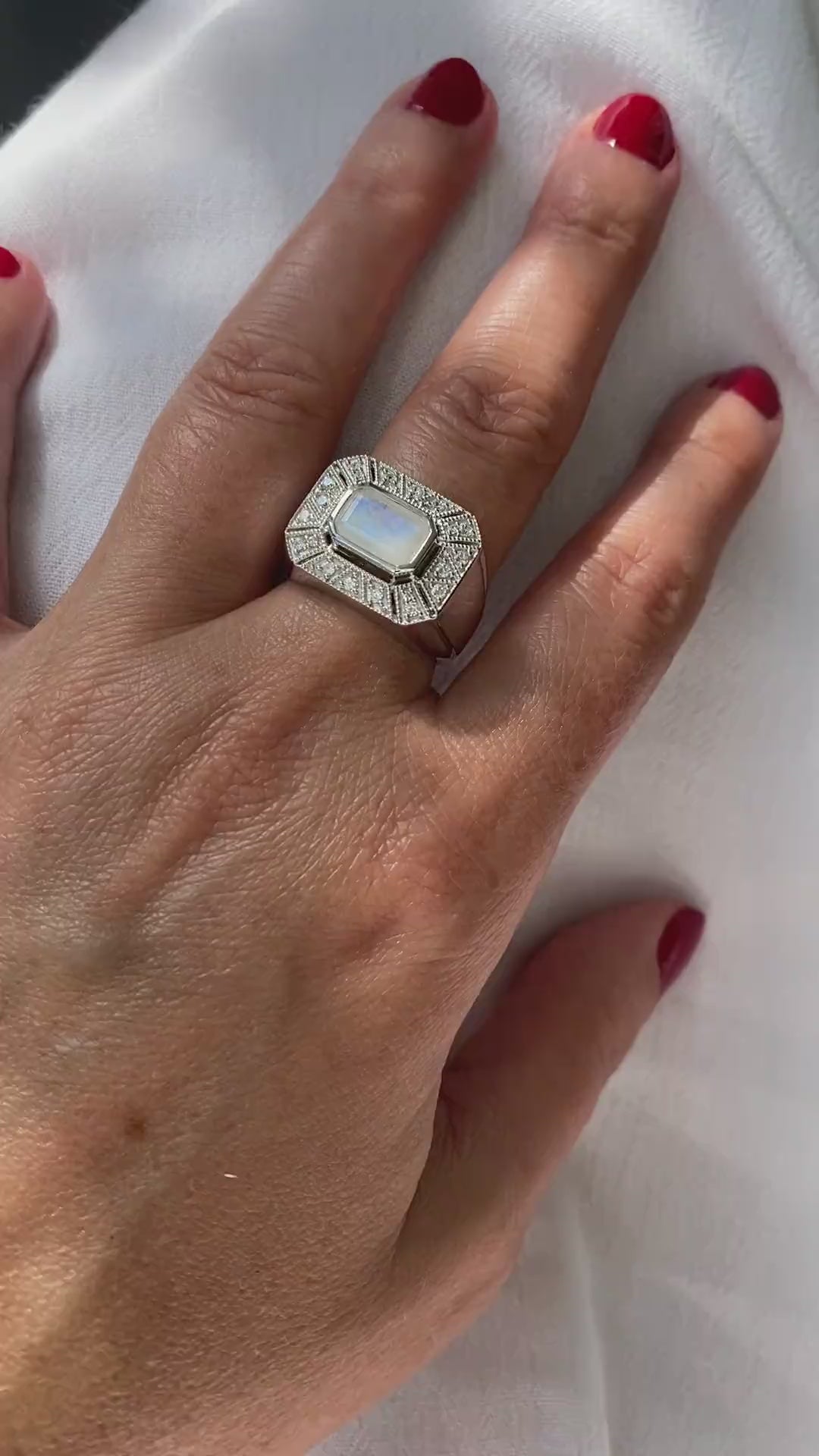 Bague Art Deco Angéline Argent et Pierre de Lune