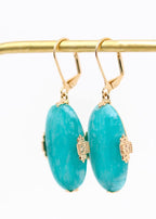 Boucles d'oreilles pendantes plaqué or vintage ovales