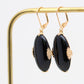 Boucles d'oreilles pendantes plaqué or vintage onyx