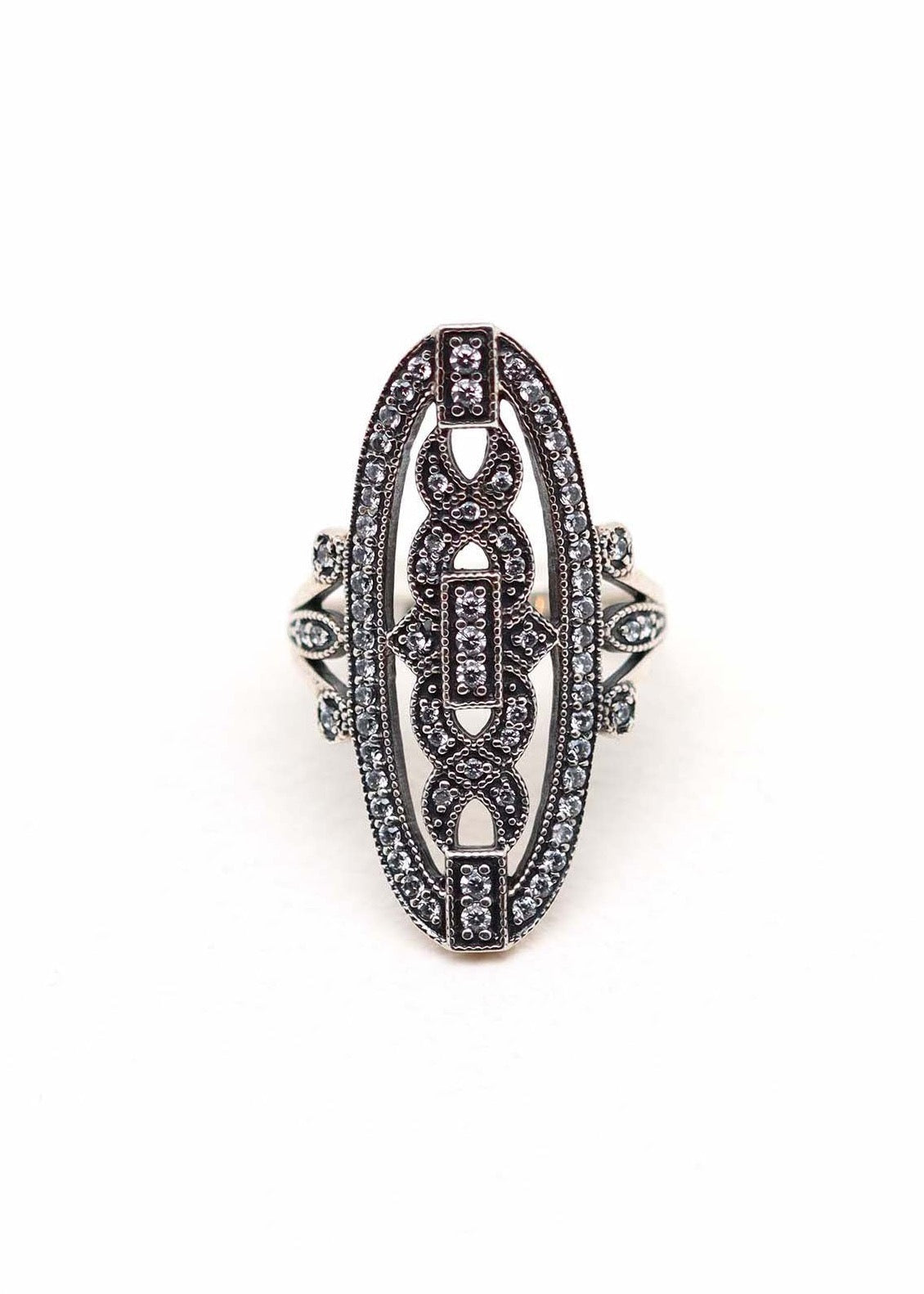 Bague marquise en argent véritable